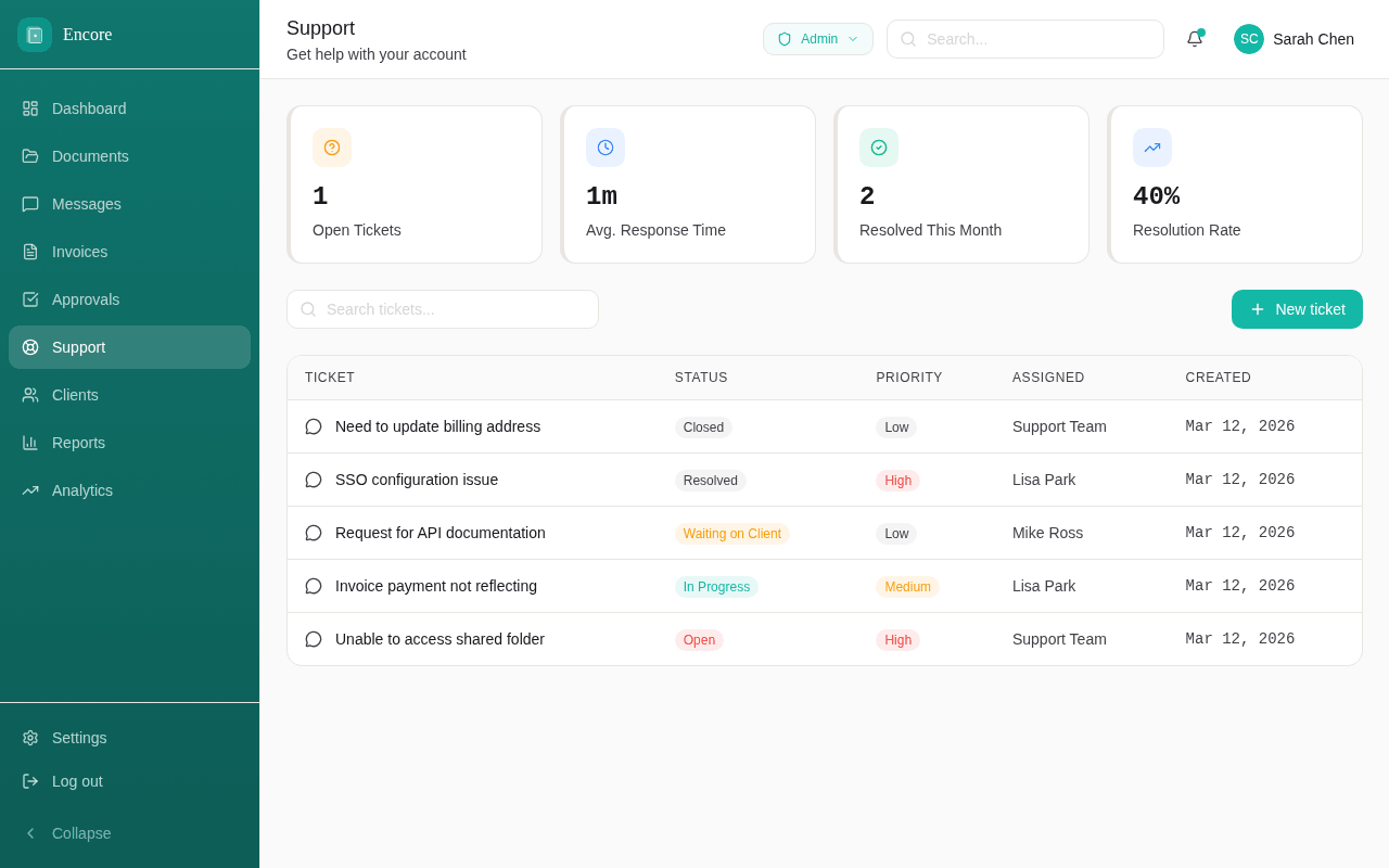 Support desk with structured ticket intake