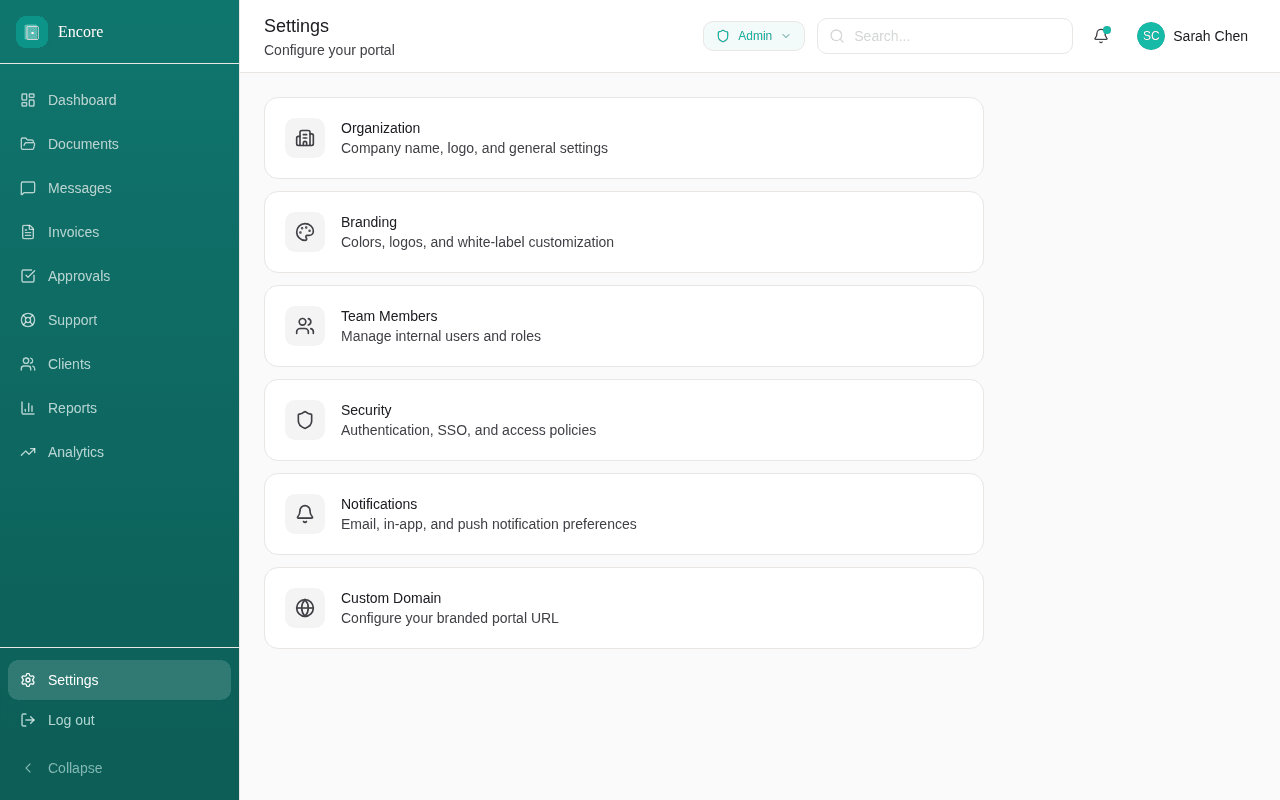 White-label settings showing brand customization